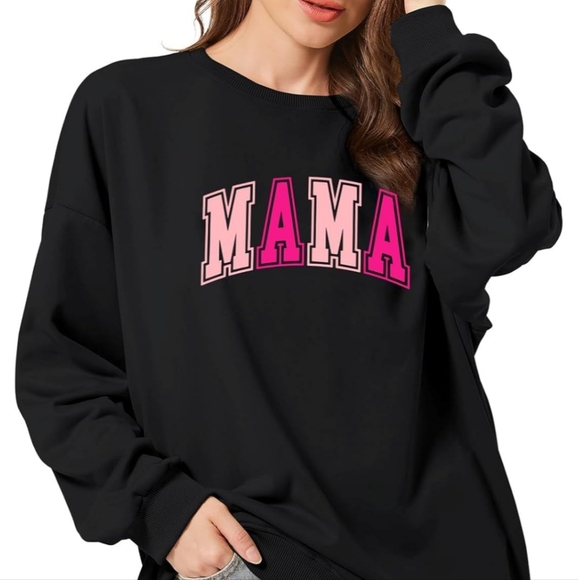 Black 'MAMA' Sweatshirt with Pink Lettering - Picture 5 of 7
